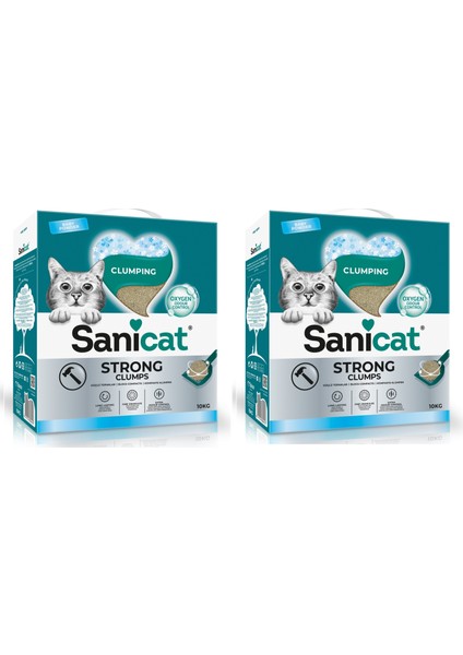 Strong Clumps Extra Güçlü Bebek Pudralı Topkalanan Kedi Kumu 10 Kg. x 2 Adet
