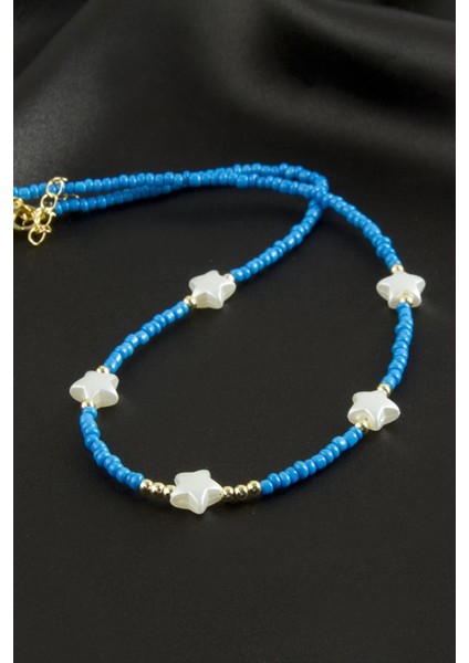 Sepetim Yıldız Inci Kum Boncuk Kolye-Mavi fiyatları