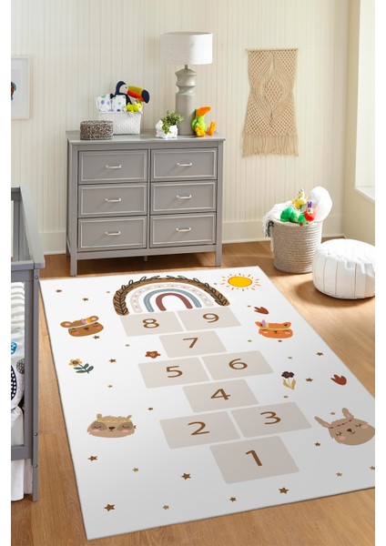 Dekoratif Yıkanabilir, Kaymaz Tabanlı, Modern Salon - Çocuk Odası Oyun Halısı - WOOKECE1557 fiyatları