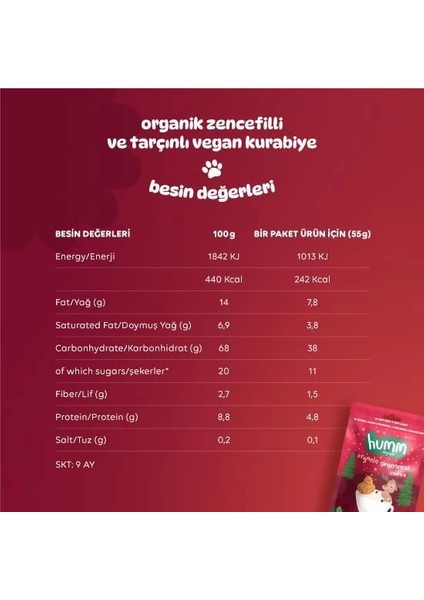 Bfs Humm Organik Zencefilli ve Tarçınlı Vegan Kurabiye 55 gr indirimleri