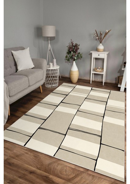Dekoratif Yıkanabilir, Kaymaz Tabanlı, Modern Salon Oturma Odası Halısı - SFTKECE065 modelleri