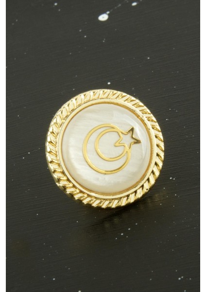 Sepetim Ay Yıldız Sedef Yaka Rozet-Sarı fiyatları