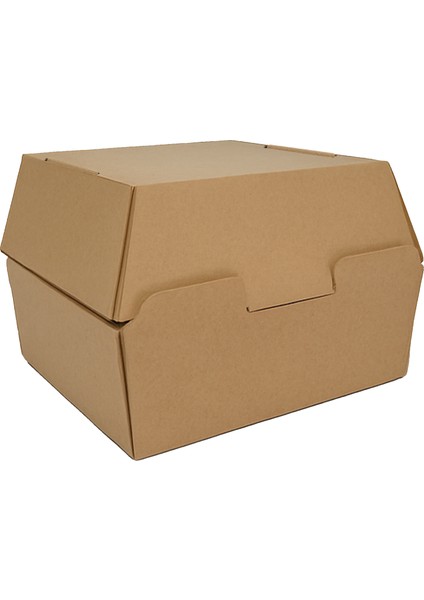 Tekli Oluklu Hamburger Kutusu 100'LÜ Paket | 13X13X10 cm