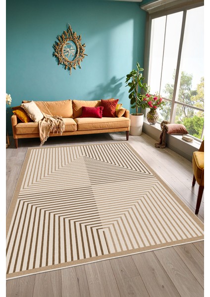 Dekoratif Yıkanabilir, Kaymaz Tabanlı, Modern Salon - Oturma Odası Halısı - WOOKECE1420