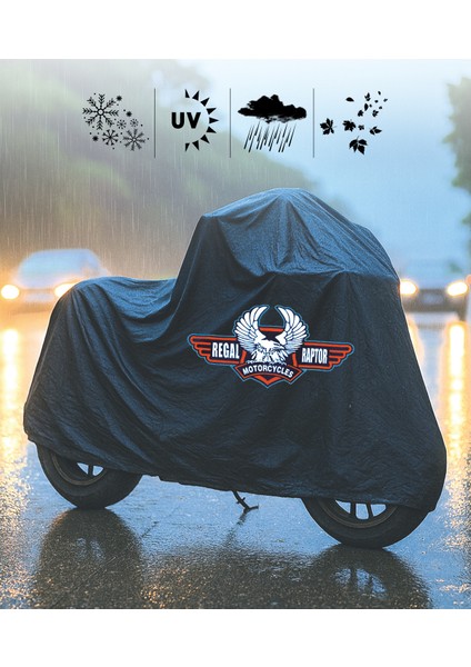 Regal Raptor Dd 250E-9 Motor Branda Siyah Su Geçirmez Logolu Motosiklet Brandası