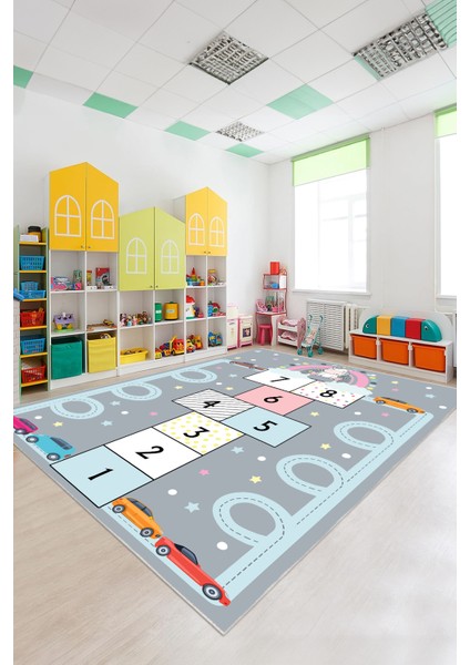 Dekoratif Yıkanabilir, Kaymaz Tabanlı, Çocuk Odası Oyun Halısı - WOOSOFTKECE040 fiyatları