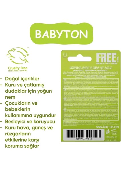 Bfs Babyton Bebek ve Çocuklar Için Doğal Dudak Koruyucu Balm Naturel fiyatları