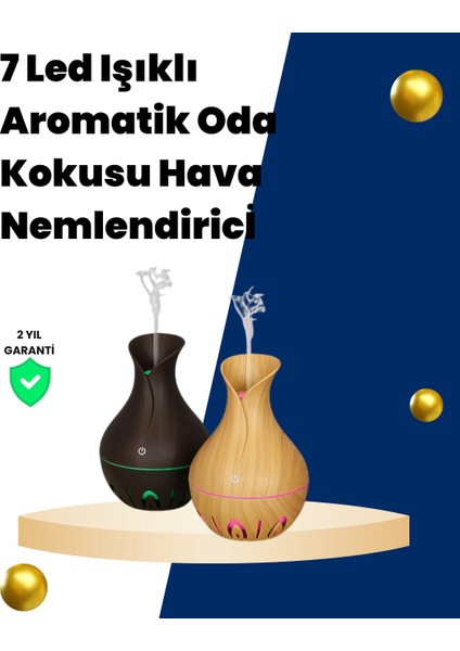 USB Şarjlı 7 Renk LED Işıklı Sessiz Çalışan Mini Hava Nemlendirici