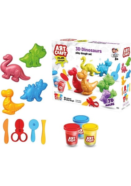 Bfs 03995 Art Craft 3D Dinozorlar Hamur Set 168 gr -Fentoys