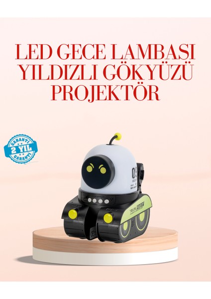 Robot Tasarımlı Bluetooth Hoparlörlü Yıldızlı Gökyüzü Projektör