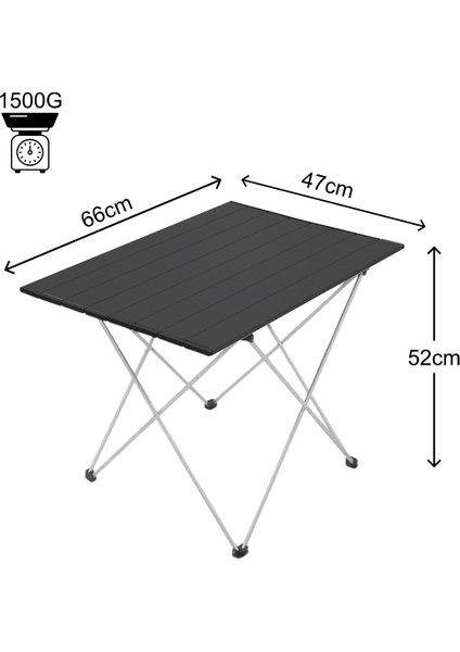 Portatif Alüminyum Katlanır Eko Kamp Masası Büyük 66X47X52CM Siyah modelleri
