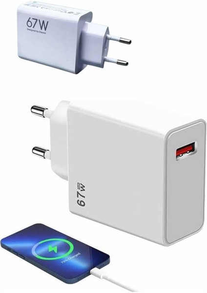 67W Hızlı Şarj Yüksek Voltaj Korumalı Type C Şarj Adaptörü