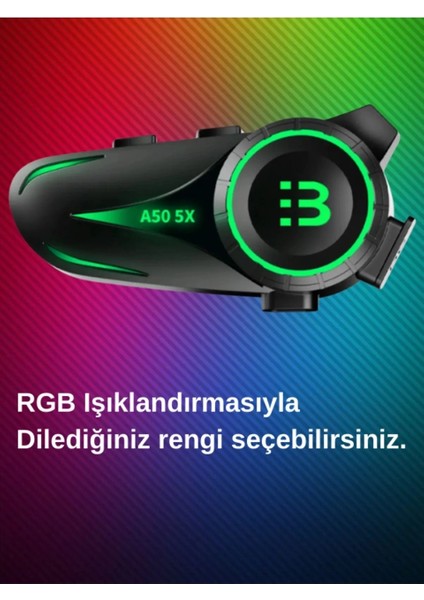 A50 5x Motor Kask Kulaklık Rgb Bluetooth Motosiklet Kulaklık Intercom 5 Kişi Eşleşme modelleri
