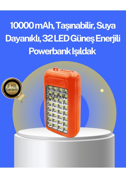 Suya Dayanıklı Güneş Paneli Destekli Powerbank ve Işıldak