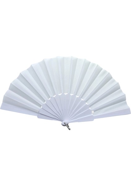 Plastik Düz Kumaş Yelpaze 12'li Beyaz