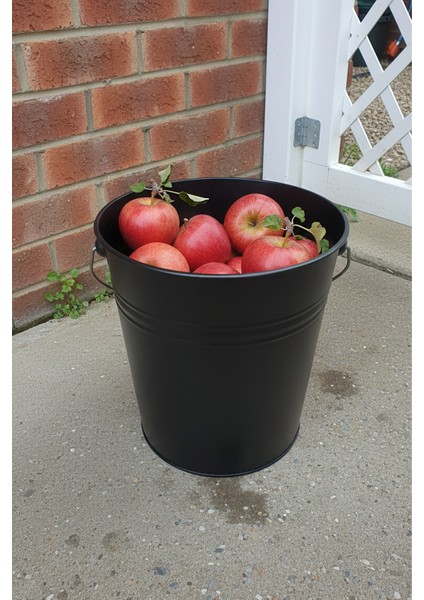 15 Litre Kapaklı Metal Siyah Kova - Çok Amaçlı Saklama Kabı ve Saksı (30x27/23 cm) fiyatları