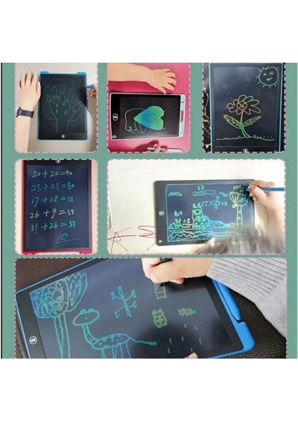12 Inc Renkli LCD Grafik Dijital Kalemli Çizim Tableti Yazı Tahta Not Yazma Eğitim Tableti Kırmızı indirimleri