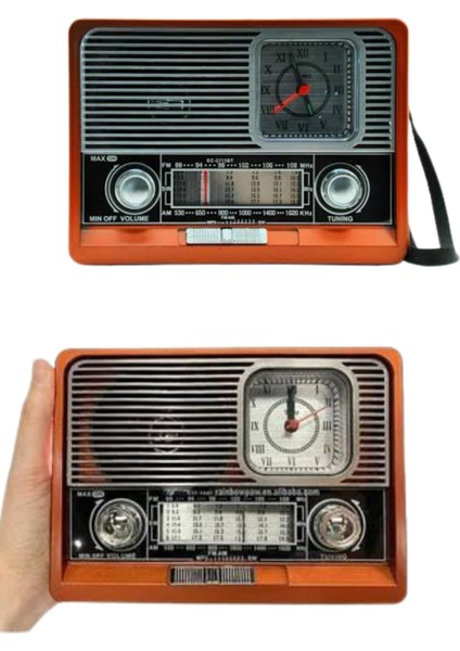 Saatli Fenerli Bluetooth Nostaljik Radyo Aux Sd USB Girişli Bluetooth Hoparlör indirimleri