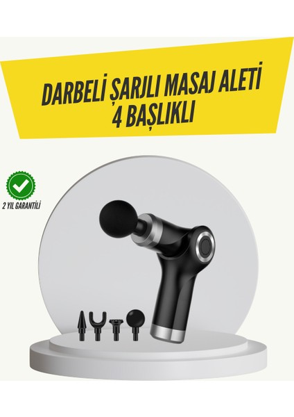 Mini Masaj Tabancası 4 Başlık 6 Hız Ayarlı