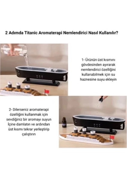 Titanic Gemi Hava Nemlendirici Işıklı Fonksiyonlu Buhar Makinesi Kumandalı