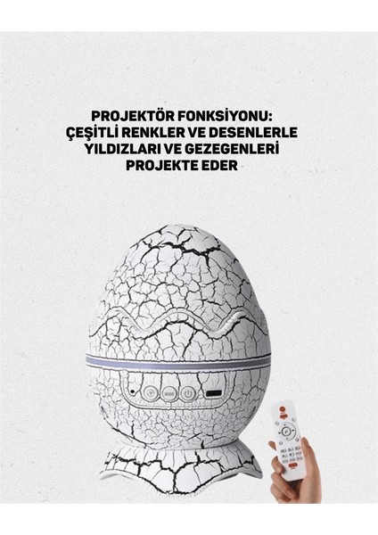 Dinozor Yumurtası Tasarımlı Projektörlü Gece Lambası