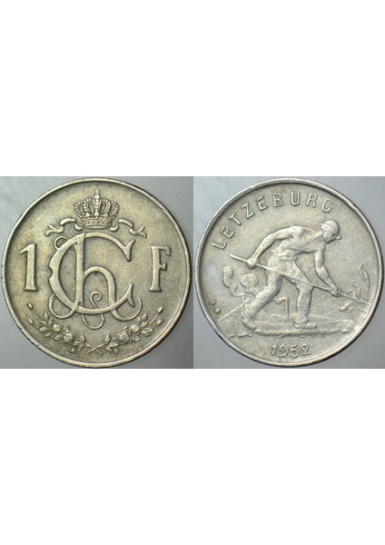 Lüksemburg 1 Frank 1952 Demir Işçisi Temalı.