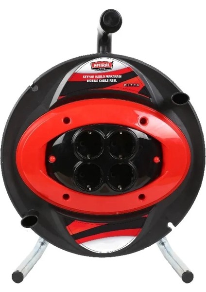 Amiral 30 mt Makaralı 4'lü Elektrik Uzatma Priz 3x2,5 mm Siyah fiyatları