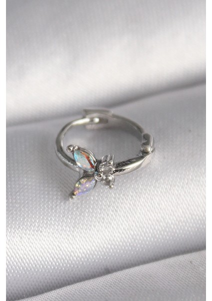 Bfs 316L Çelik Gümüş Renk Zirkon Taşlı Kelebek Model Tragus Piercing