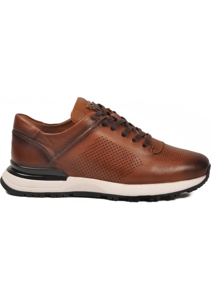 Taba Bağcıklı Hakiki Deri Erkek Sneaker
