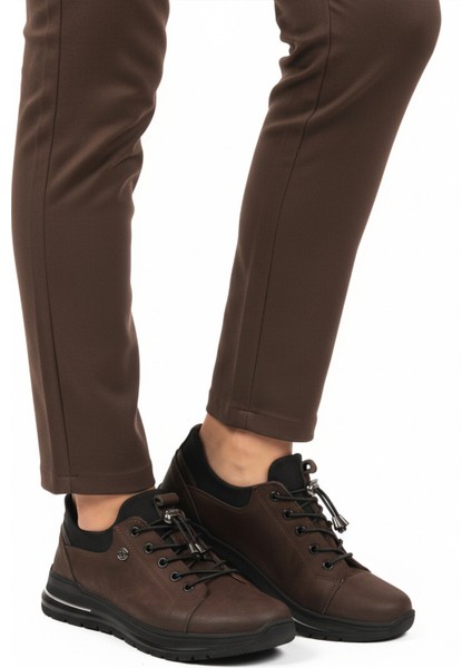 Kahve Nubuk Lastik Bağcıklı Kadın Casual Ayakkabı