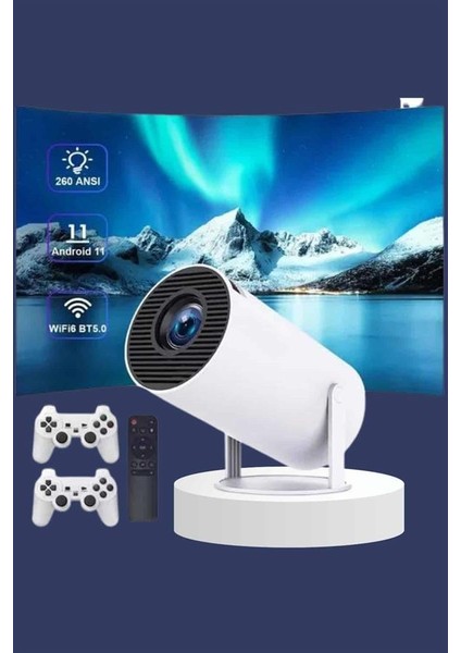 Projeksiyon Cihazı Video Oyun Konsolu Projektör Taşınabilir Ayaklı Çift Kollu 4K Çözünürl�