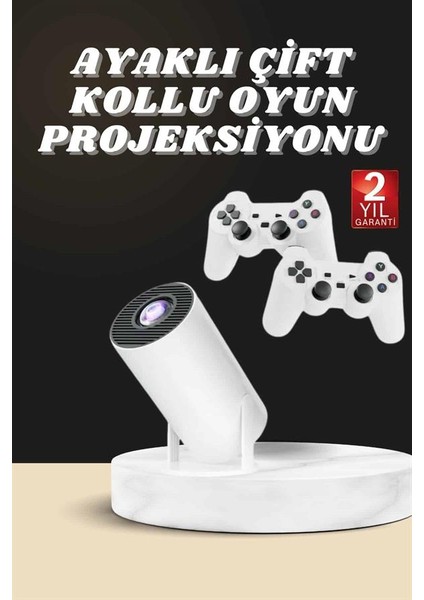 Projeksiyon Cihazı Video Oyun Konsolu Projektör Taşınabilir Ayaklı Çift Kollu 4K Çözünürl� fiyatları