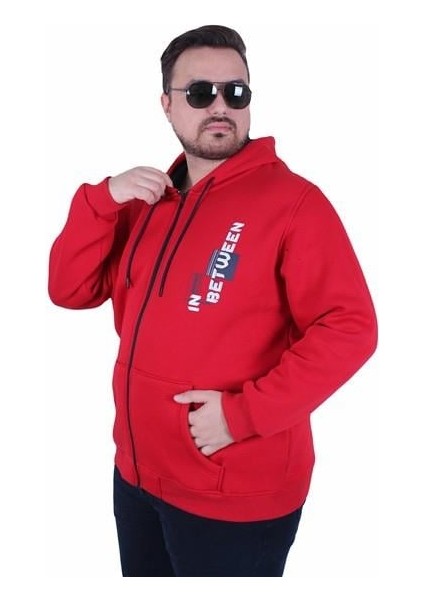 Mocgrande Büyük Beden Kapüşonlu Fermuarlı 3ip Sweat In Between 25717 Kırmızı fiyatları