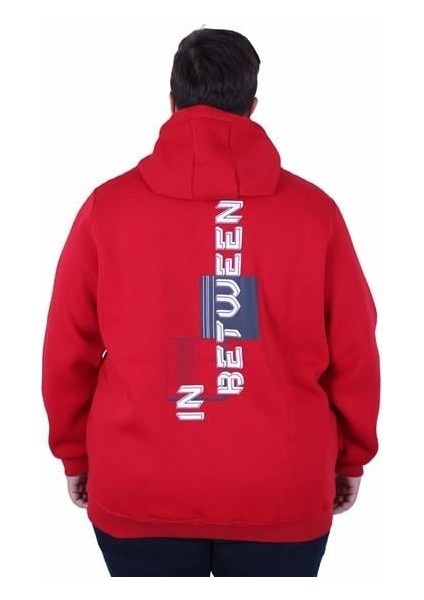 Mocgrande Büyük Beden Kapüşonlu Fermuarlı 3ip Sweat In Between 25717 Kırmızı modelleri