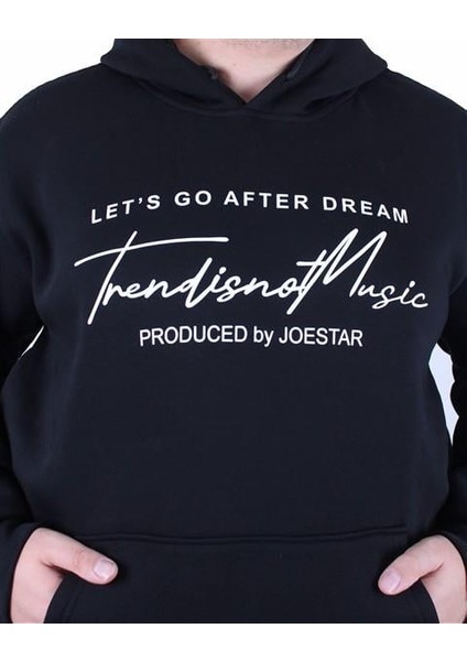 Mocgrande Büyük Beden 3ip Kapüşonlu Sweat Let's Go 25720 Sıyah modelleri