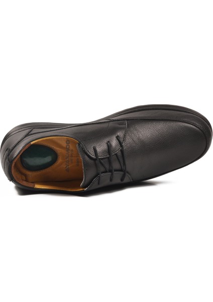 Siyah Hakiki Deri Bağcıklı Jel Taban Erkek Casual Ayakkabı fırsatları