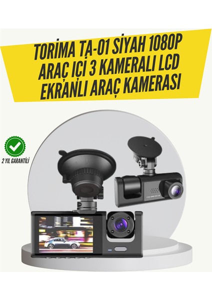 Ta-01 3 Kameralı 1080P Araç Kamerası Siyah