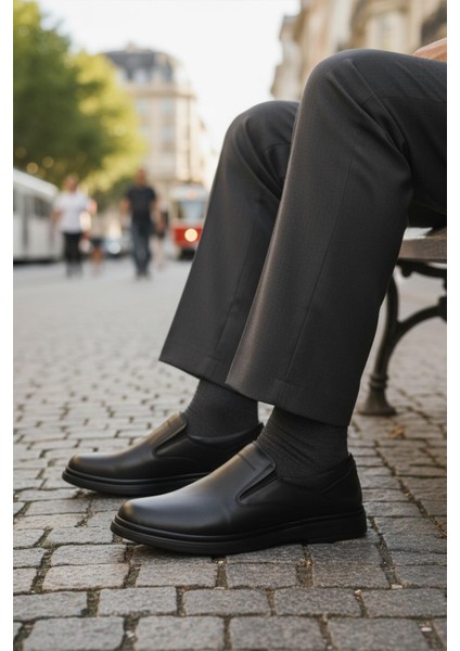 Dsn 2026 M Siyah Hakiki Deri Erkek Günlük Ayakkabı