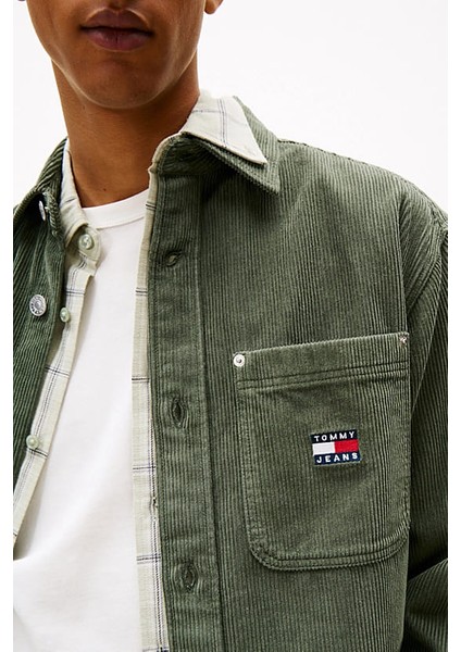 Erkek Rahat Kalıp Fitilli Kadife Gömlek Ceket - Haki fırsatları