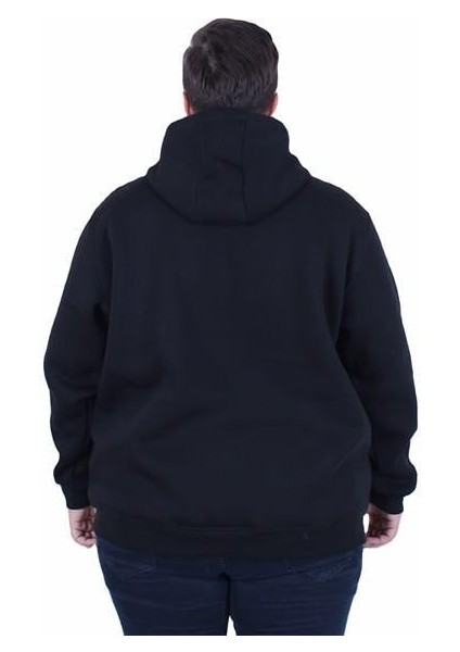 Mocgrande Büyük Beden 3ip Kapüşonlu Sweat Let's Go 25720 Sıyah fırsatları