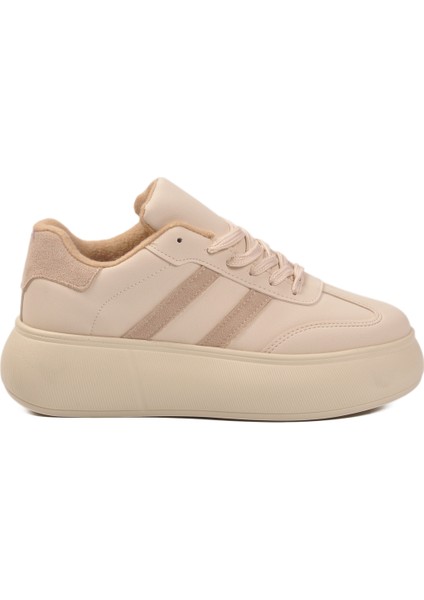 Bej Yüksek Taban Bağcıklı Kadın Sneaker fiyatları