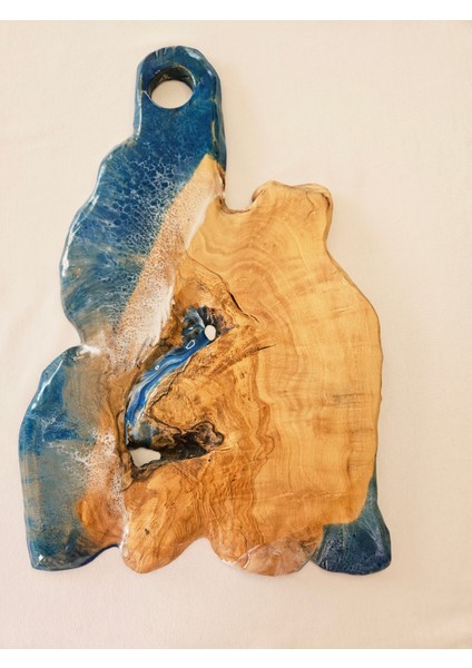 Özel Tasarım El Yapımı Zeytin Ağacından Epoksi Sunum Tahtası & ( 39x24x1.5 cm ) indirimleri