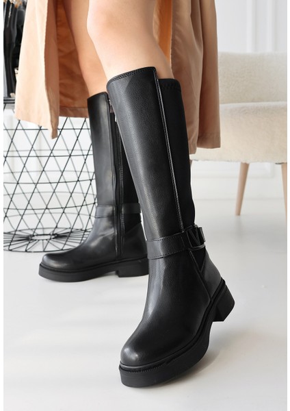Siyah Kadın Topuklu Çizme