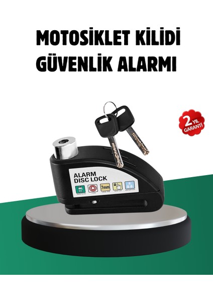 Titreşim Sensörlü Alarm Disk Kilidi Motosiklet Scooter Bisiklet