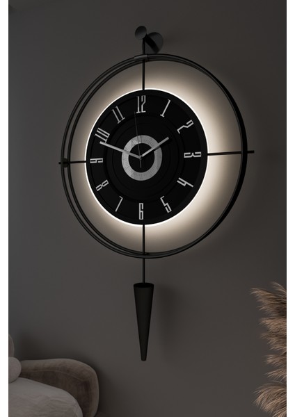 BlackBerry Lavinya (Kırılmaz)( Kablosuz Pilli LED ) - Chakra Dizayn - Metal (Mobilya) Duvar Saati