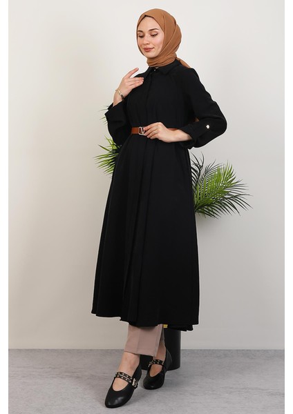 Kemerli Gömlek Tunik Siyah fırsatları