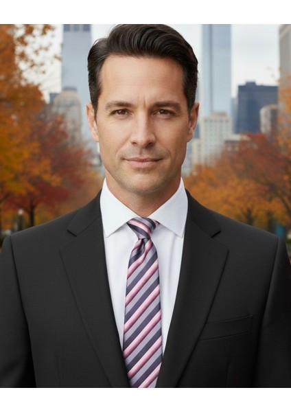 Pembe Gri Çizgili 8 cm Genişliğinde Kravat fırsatları