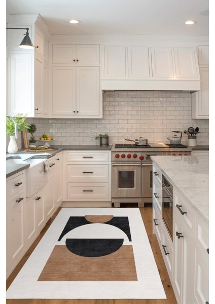 Dekoratif Yıkanabilir, Kaymaz Tabanlı, Modern Salon - Mutfak Halısı - WOOKECE1558 modelleri