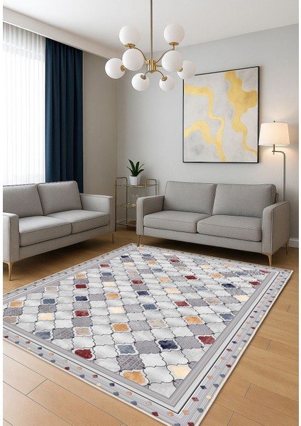 Gri Dijital Baskı Salon Halısı Kaymaz Tabanlı Yıkanabilir Halı Yolluk fiyatları