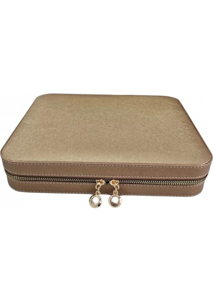 Fermuarlı Deri (Ahşap Kasalı ) Jumbo Boy Takı, Seyahat ve Mücevher Çantası,kutusu BAKIR(24X26 Cm) fiyatları